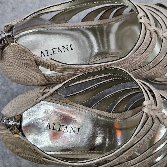 Alfani Menny City Sandal Strappy Beige Gladiator Heel Peep Toe Women's 8.5 - Picture 5 of 10